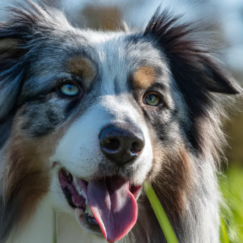 Calm Australian Shepherd grooming.