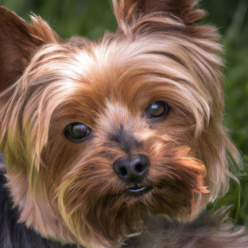 Calm Yorkie with gentle touch.