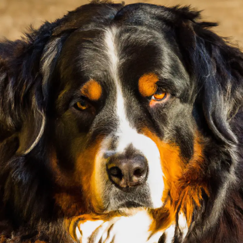 Confident Bernese dog exploring.