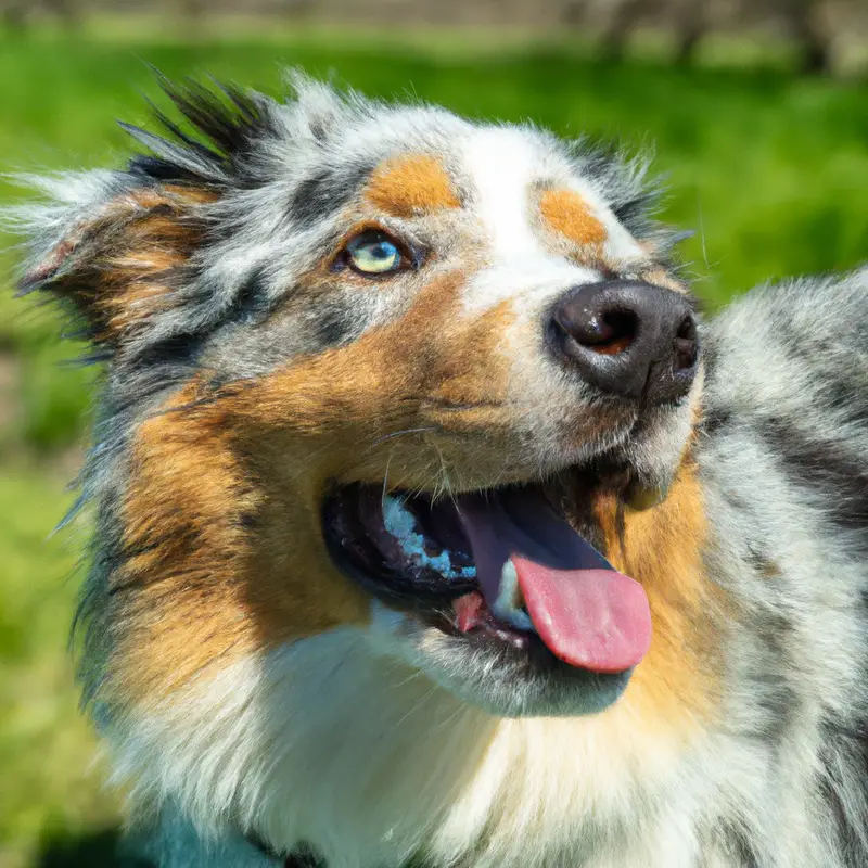 Curious Aussie Shepherd exploring bugs