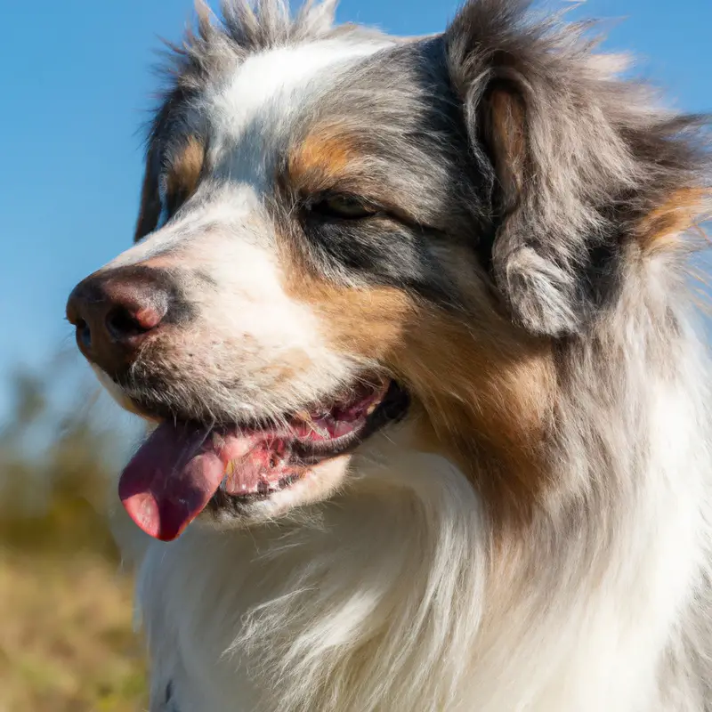 Curious Aussie Shepherd exploring insects.