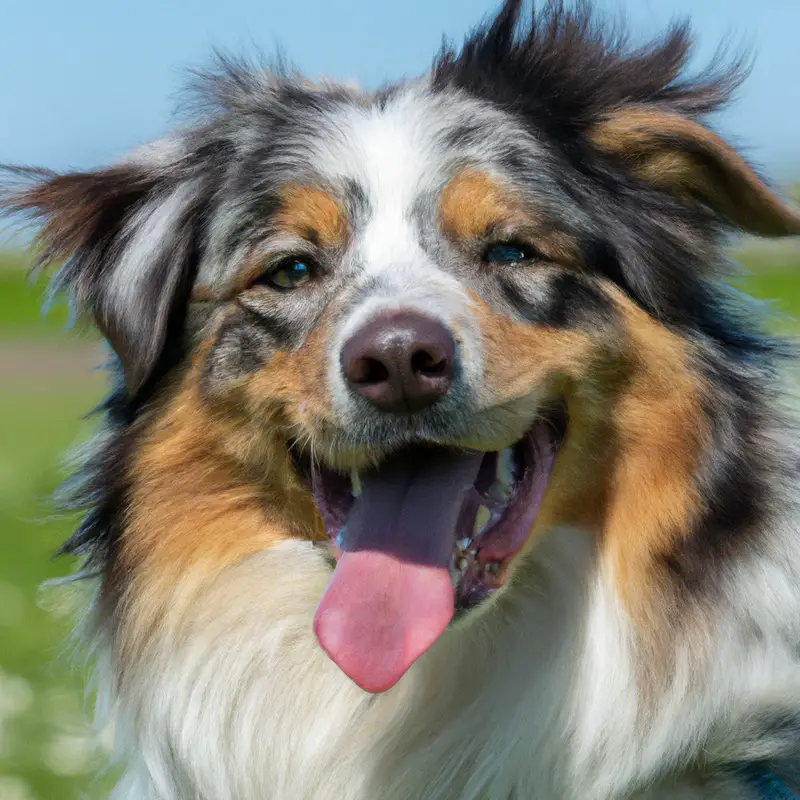 Curious Aussie Shepherd sniffing insects