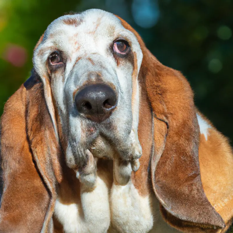 Curious Basset Hound listening.