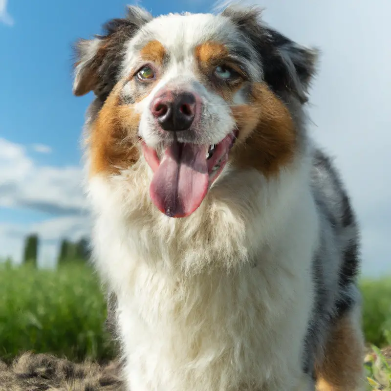 Energetic Australian Shepherd playing.