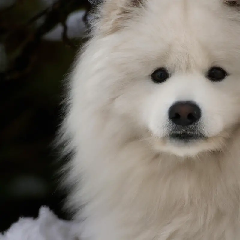 Energetic Samoyed jumping over hurdle.