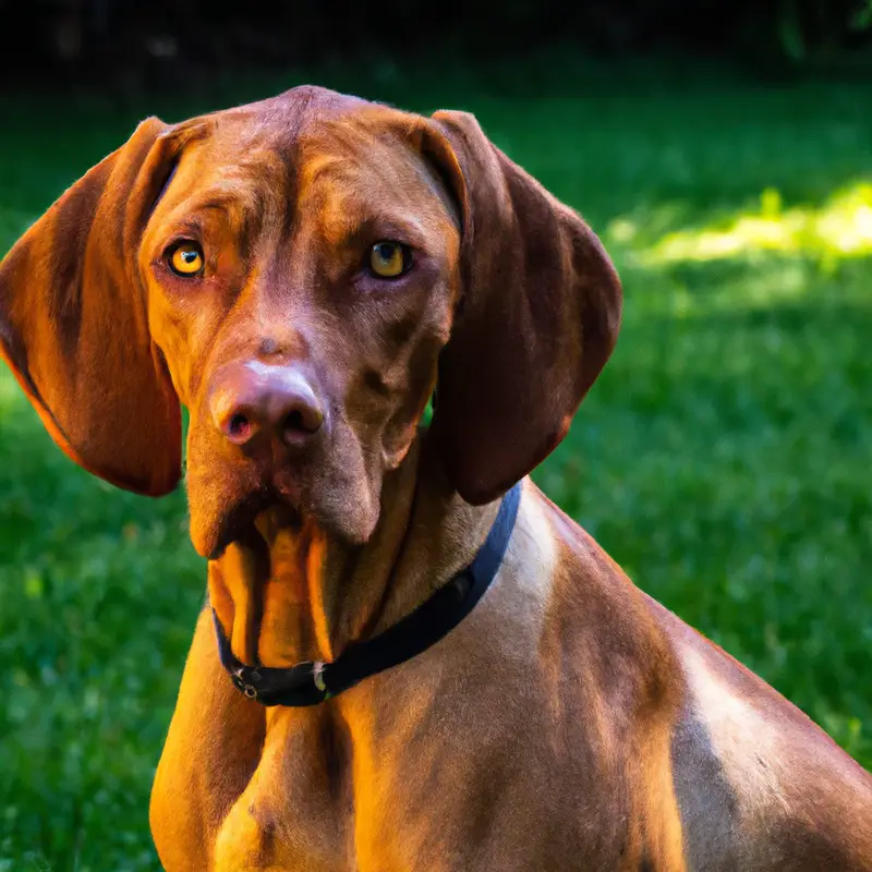 Energetic Vizsla playing.