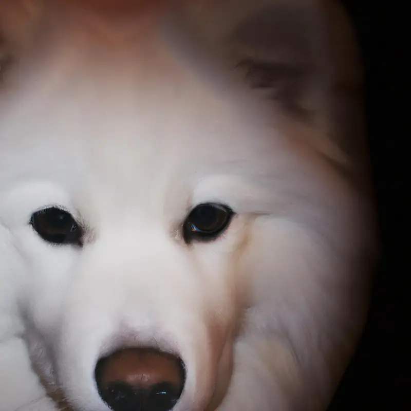 Fearful Samoyed with grooming tools