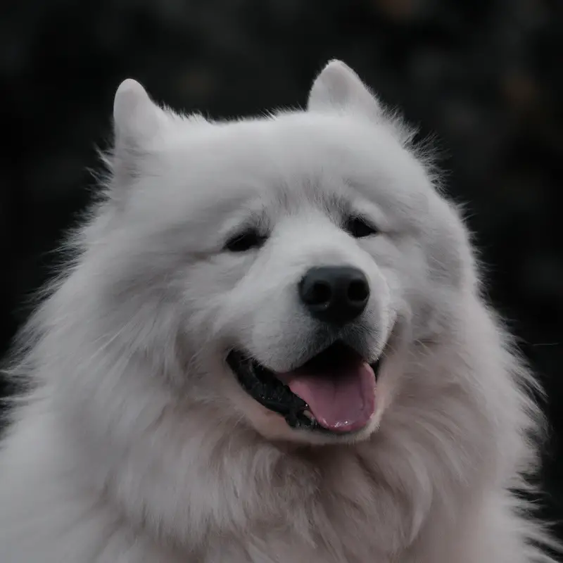 Fluffy white Samoyed dog.