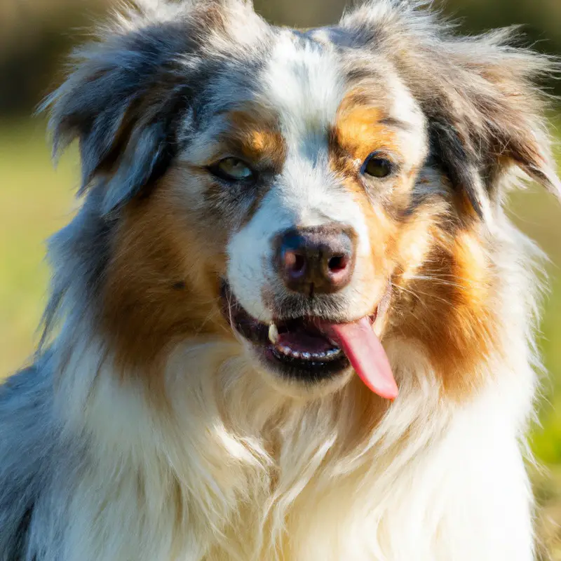 Friendly Australian Shepherd meeting other dogs at the park.