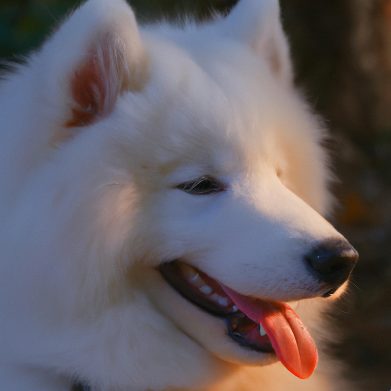 Gentle and Fluffy Samoyed Dog Close-Up