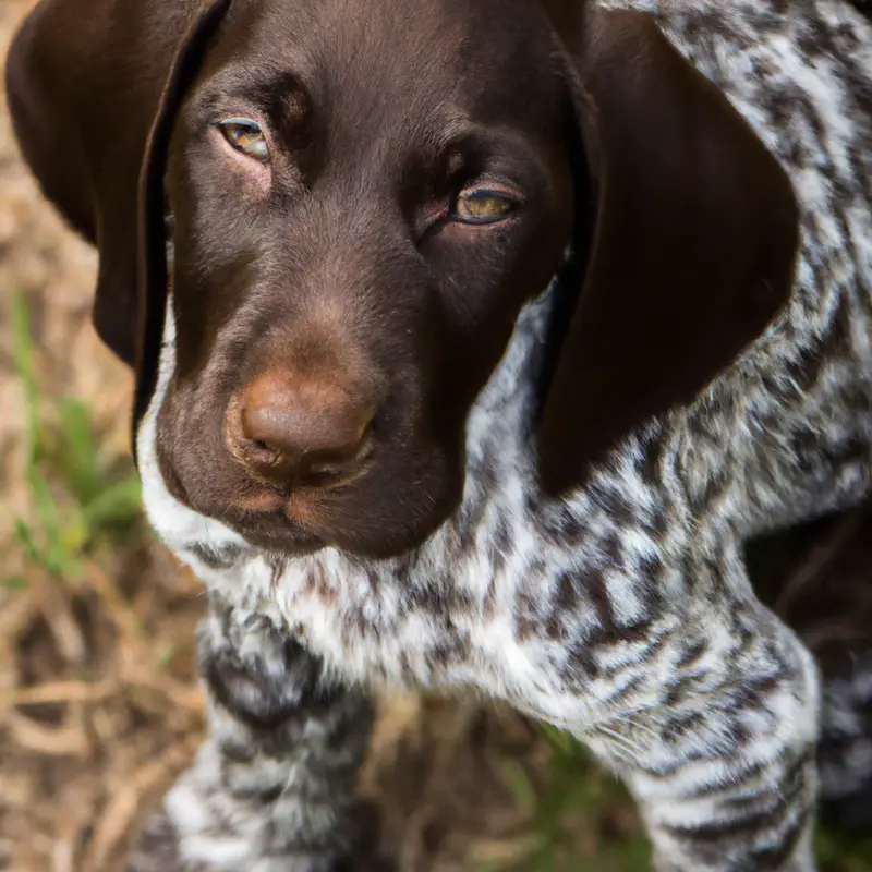 German Shorthaired Pointer alertly sniffing.