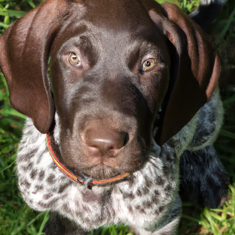 German Shorthaired Pointer engaged in mental exercise.