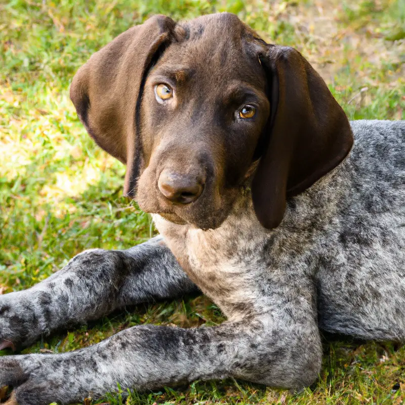 German Shorthaired Pointer exploring farm.