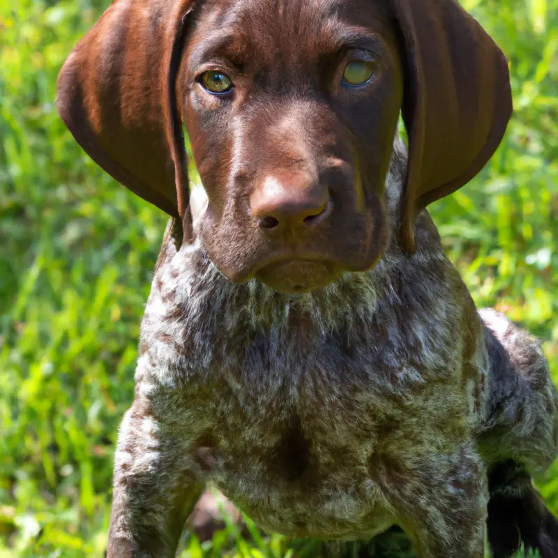 German Shorthaired Pointer performing rally obedience.