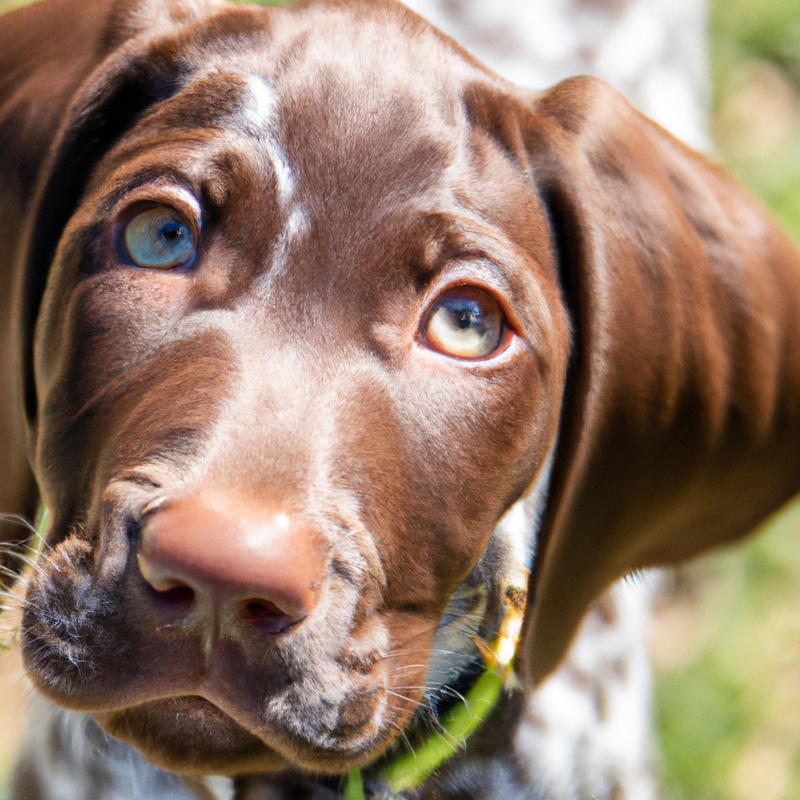 German Shorthaired Pointer puppy in crate.