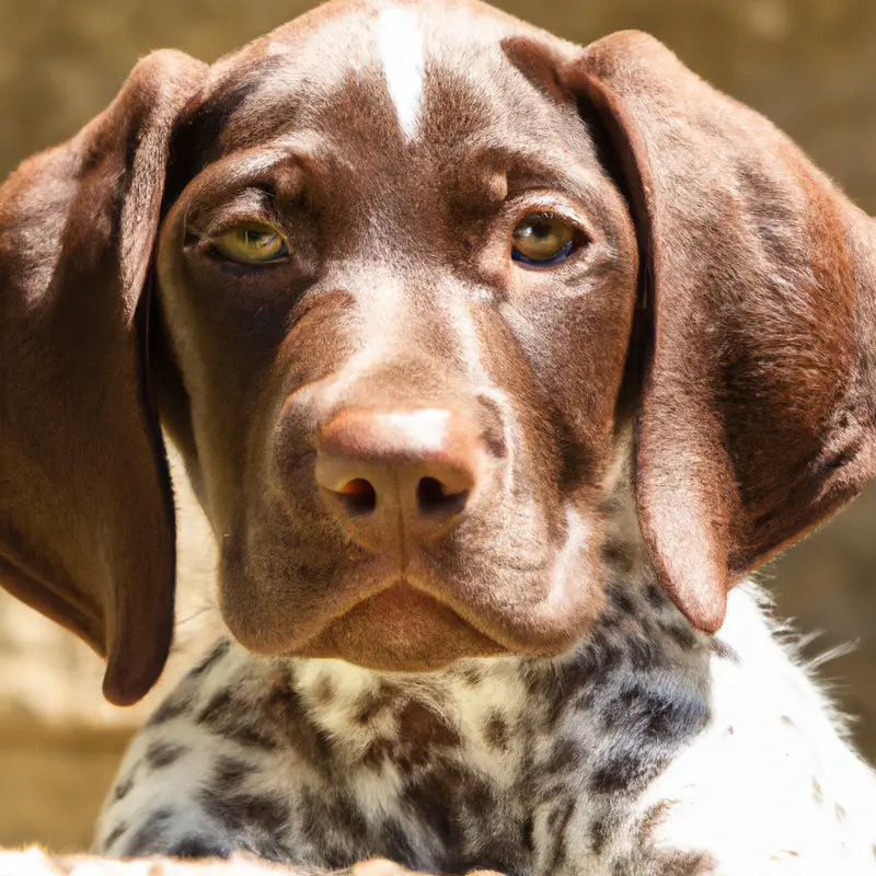 German Shorthaired Pointer sitting, focused