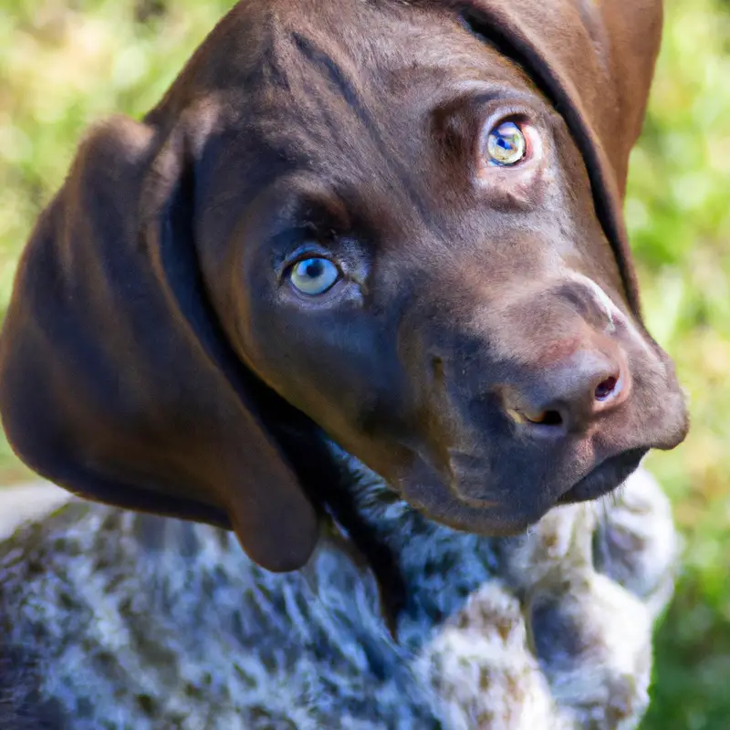 German Shorthaired Pointer wearing noise-cancelling headphones.