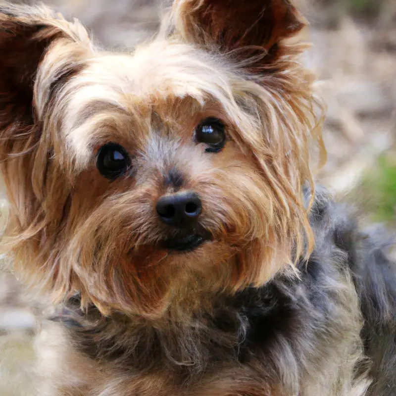 Happy elderly woman with Yorkshire Terrier therapy dog.