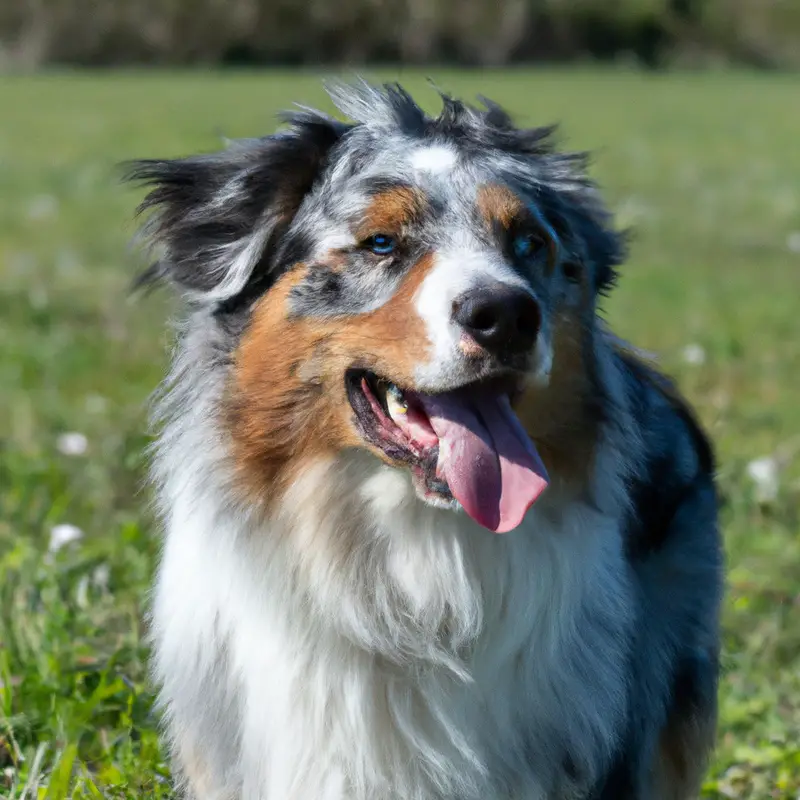 Off-leash Australian Shepherd.