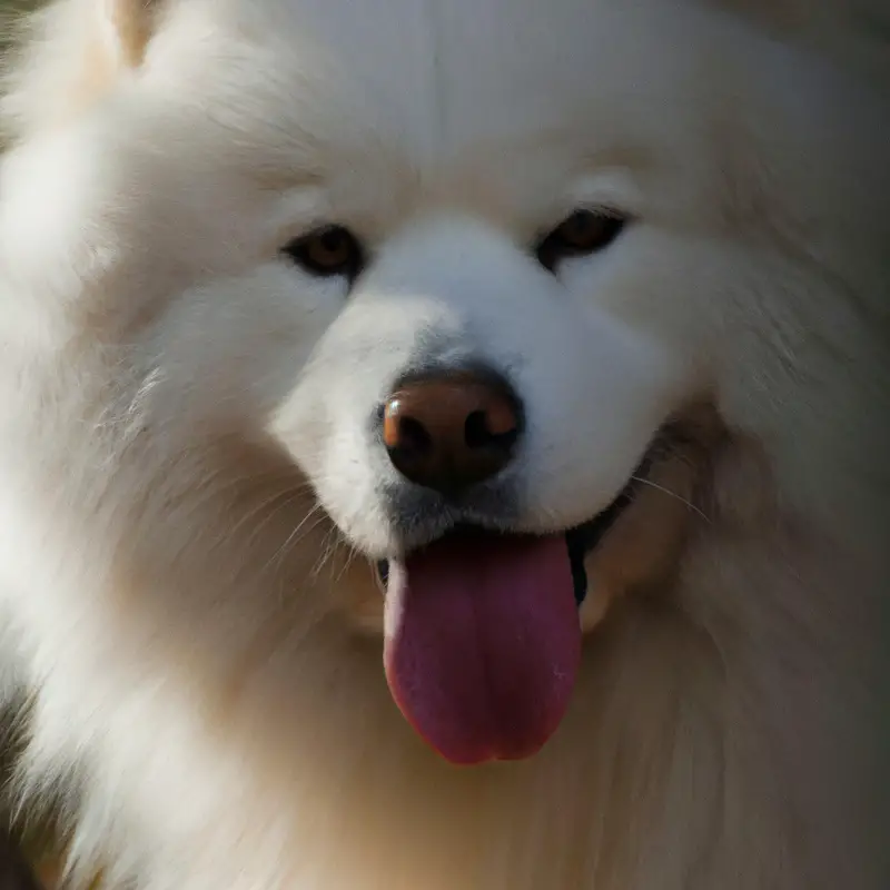 Playful Samoyed puppy with chew toy