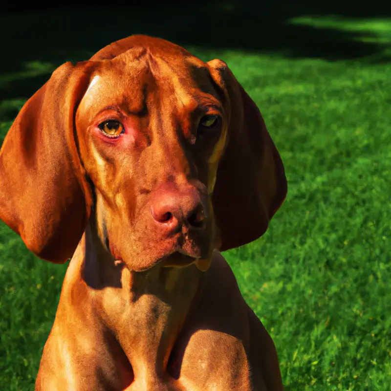 Playful Vizsla dog running.