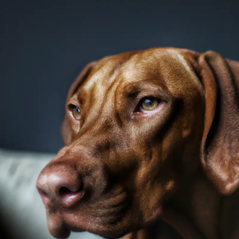 Playful Vizsla puppy digging