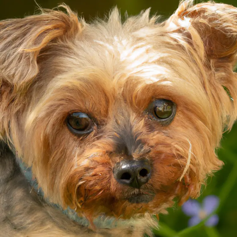 Playful Yorkie with child