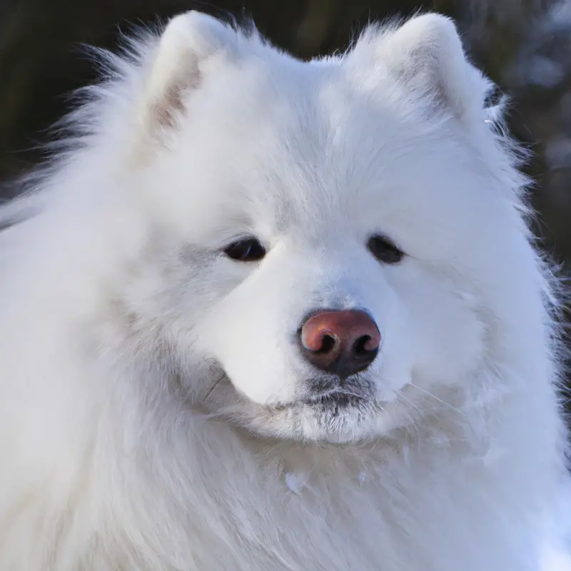 Samoyed and small dog interacting.