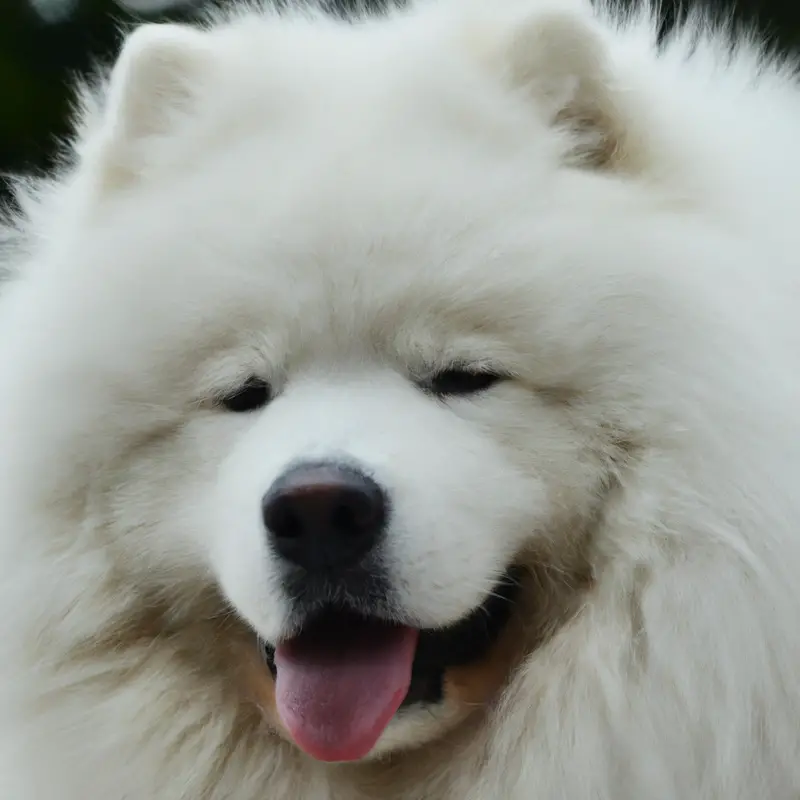 Samoyed dog performing obedience.