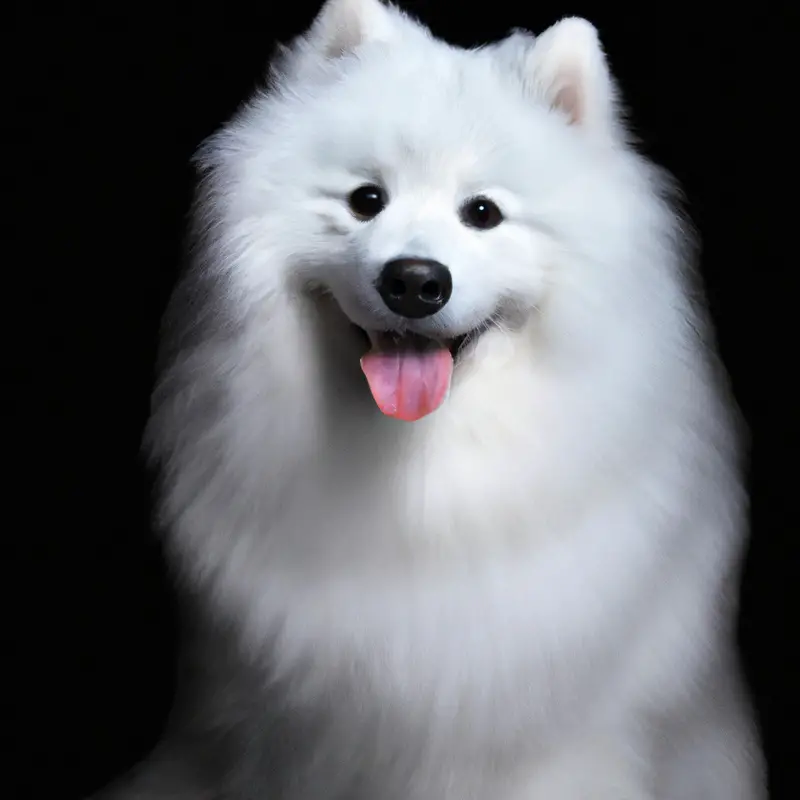 Samoyed sniffing intently.