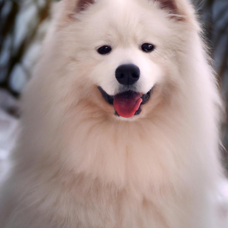 Samoyed with chew toy.
