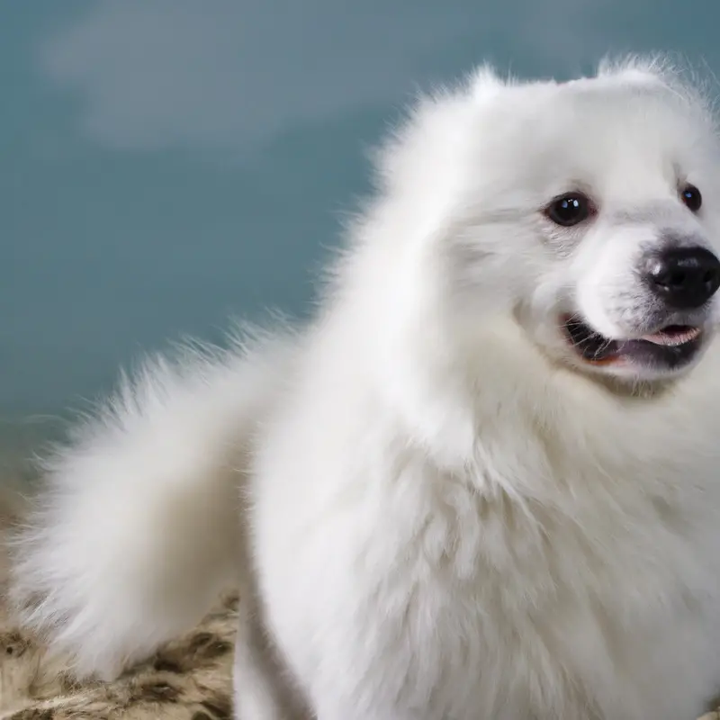 Samoyed with rabbit and bird.