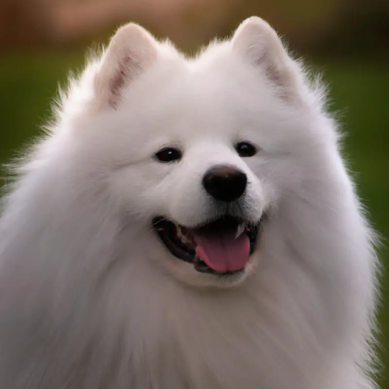 Samoyeds swimming happily.