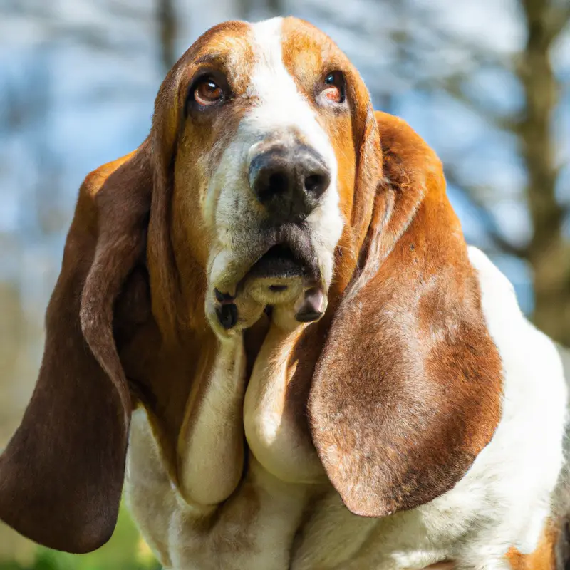 Sleeping Basset Hound.