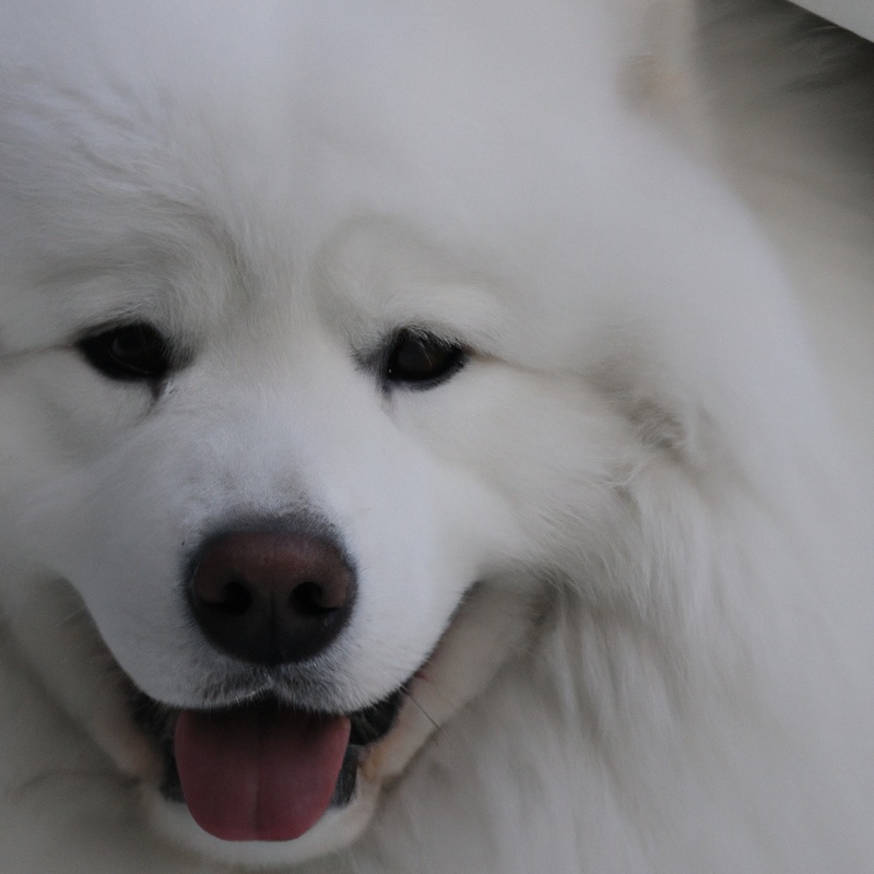 Smiling Samoyed dog.