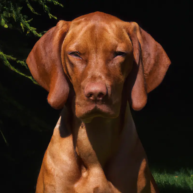 Smiling Vizsla dog.