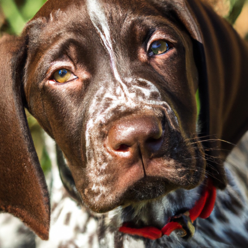 Two playful German Shorthaired Pointers.