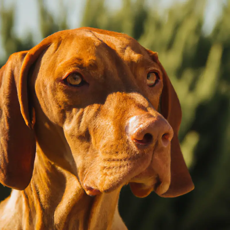 Vizsla calmly groomed.