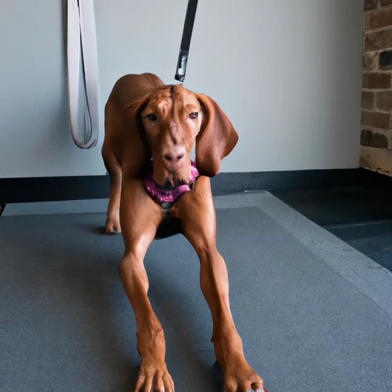 Vizsla playing with puzzle toy