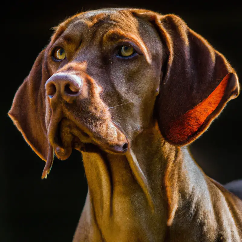 Vizsla puppy playing with newspaper.