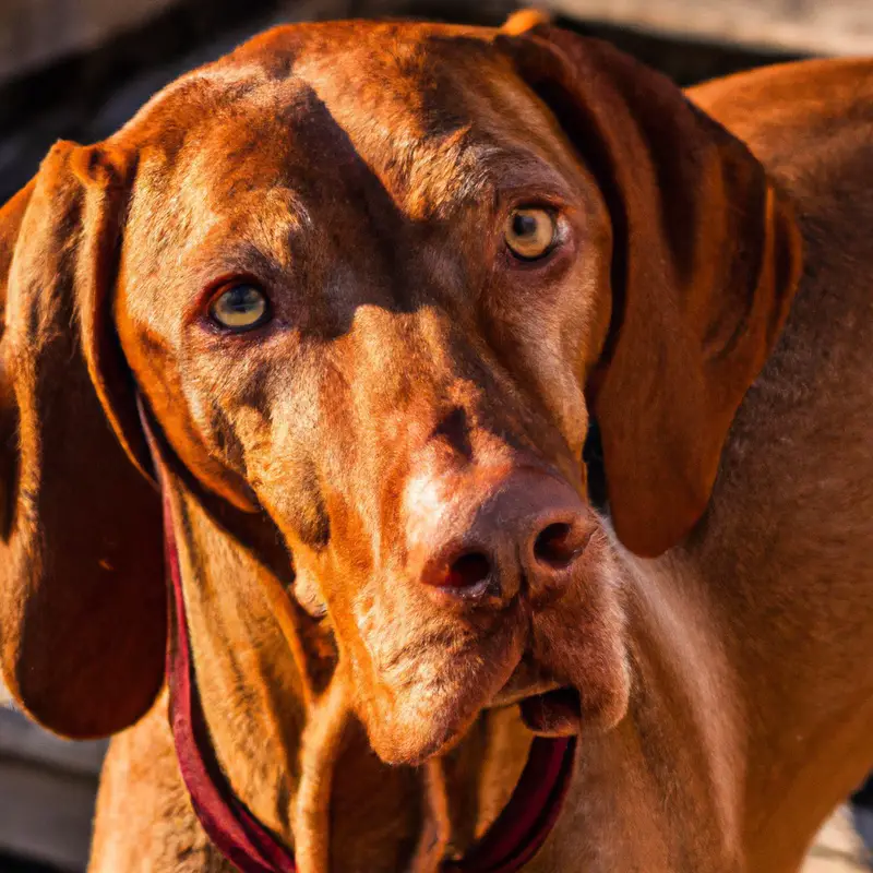 Vizsla running outdoors