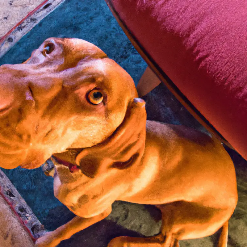 Vizsla seeking reassurance.