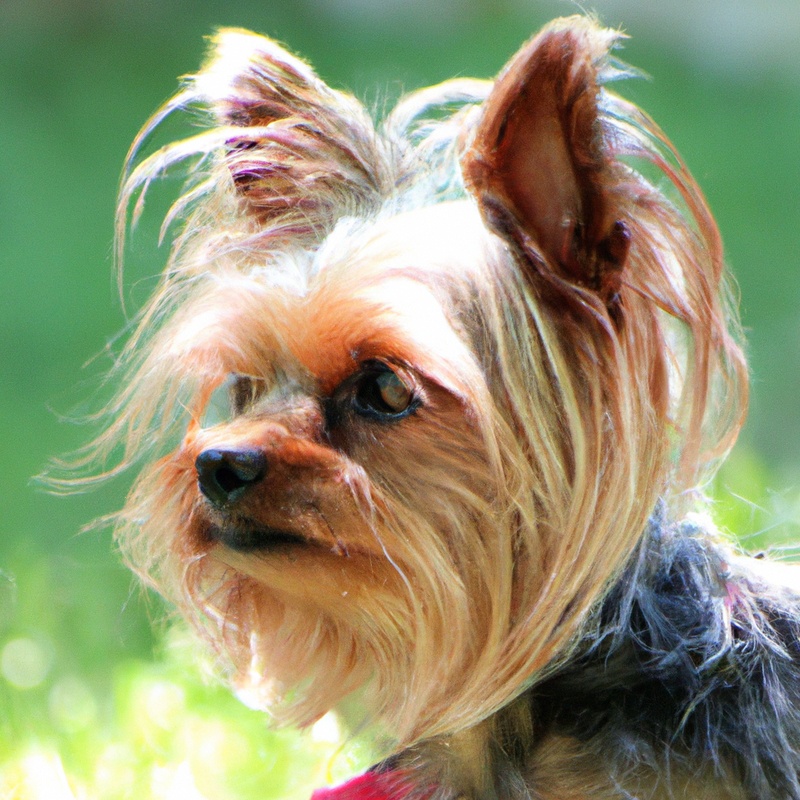Well-behaved Yorkshire Terrier awaiting outside.
