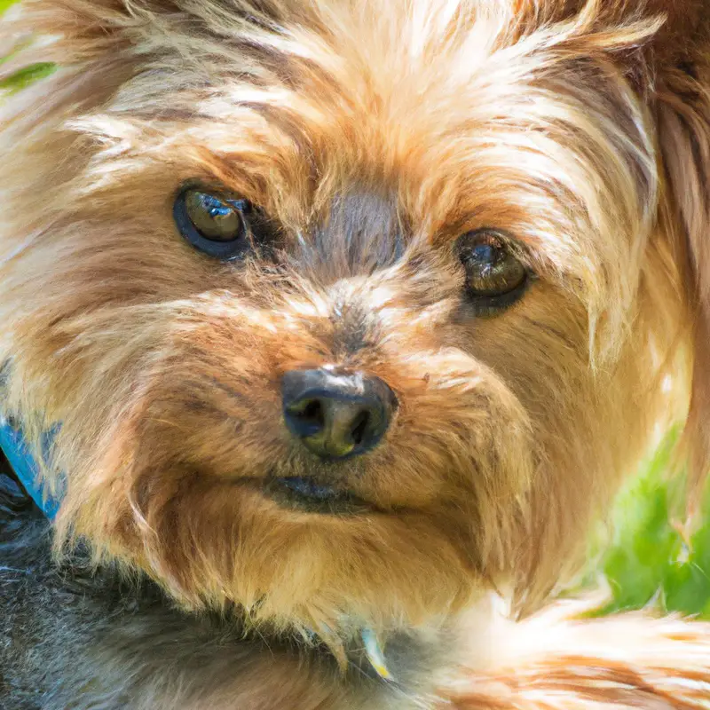 Yorkshire Terrier and child playing