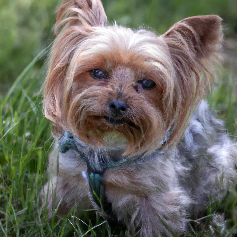 Yorkshire Terrier clearing agility jump.