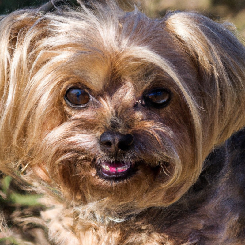 Yorkshire Terrier in yard-Safe and secure.