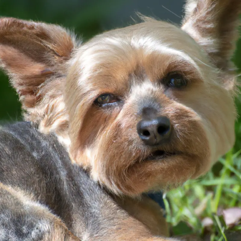 Yorkshire Terrier performing obedience trial.