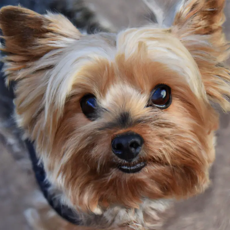 Yorkshire Terrier playing outside.