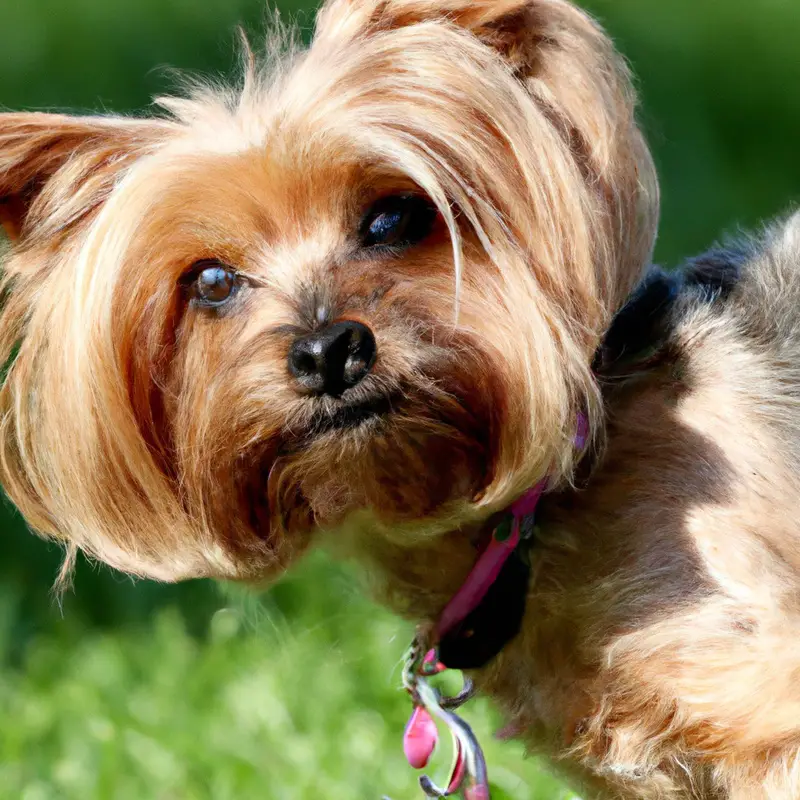 Yorkshire Terrier resting quietly.