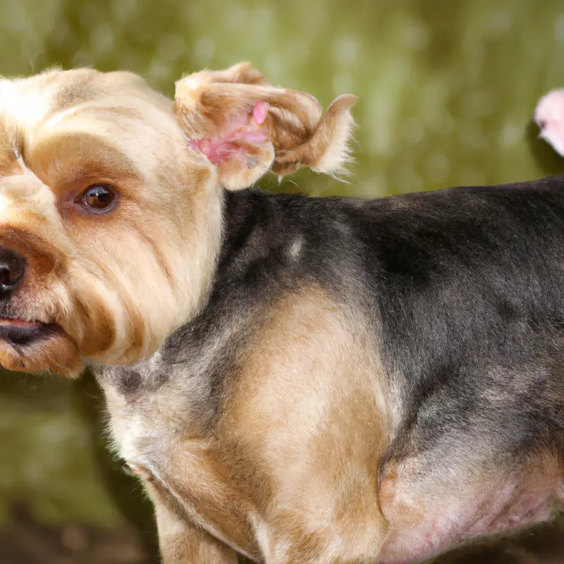 Yorkshire Terrier sitting alone at home.